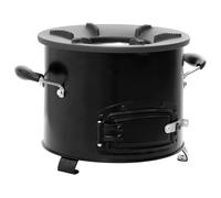 Camping Wood Stove Black Metal Charcoal Grill Fireplace Fire Basket vidaXL