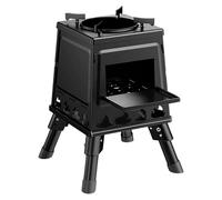 Camping Wood Stove, Camping Backpacking Stove Foldable Portable Wood Burning Camping Stove for Outdoor Survival Emergency Picnic Cooking Hiking Outside BBQ, Black