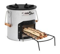 Camping Wood Stove Silver 45x25x26 cm Galvanised steel & Cast Iron Portable Mini