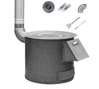 Camping Wood Stove with Chimney Pipe - Seamless Welding for Outdoor Bonfire & Patio Cooking, Versatile Fuel Options for Backyard BBQ & Campfire Meals