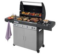 Campingaz 4 Series Classic LS Plus Gas BBQ 4 Burner Gas Barbecue Grill 12.8 KW Power Instaclean Easy Cleaning System Cast Iron Grid and Griddle with Side Burner, Black/Grey, 160 x 59.8 x 115.6 cm