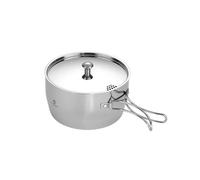 CAMPINGMOON 2 Quart Camping Saucepan 3-ply Stainless Steel Cooking Pot w/Lid Foldable Handle Compact Storage Portable IH Compatible CC-18