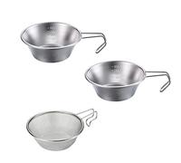 CAMPINGMOON 2pcs Set Stainless Steel Camping Sierra Cup 310ml with 1pc Colander S-220-2P/S-213