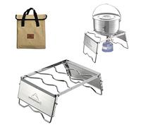 CAMPINGMOON 304 Stainless Steel Portable Open Fire Campfire Grill for Dutch Oven Cooking Ware with Windscreen Legs and Carrying Bag MS-1018