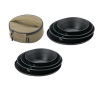 CAMPINGMOON 8pcs Camping Mess Kit Φ4.7"~Φ7" Bowls Plates Black BKS395-2S