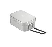 Campingmoon Camping Mess Tins Camp Mess Kit Aluminum Canteen Lunch Box with Folding Handle(1300ml) for Hiking Outdoor Survival（Sliver）