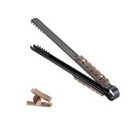 Campingmoon Fire Tongs Black LogTongs Campfire Pit Tong Coal Tongs for Fire Barbecue Wood Burner Accessories with Wood Hand 16-inch Length