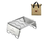 CAMPINGMOON Portable 304 Stainless Steel Campfire Grill with Cooking Grid, Windscreen Legs and Carrying Bag MS -1018-SW