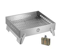 CAMPINGMOON Portable Charcoal Grill Fire Pit Small Stainless Steel for Outdoor Cooking MT-6-LT