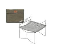 CAMPINGMOON Portable Mesh Fire Pit with Cooking Grate (L 12.4'' x W 12.4'' x H 11.2''), Carry Bag SOLO-202