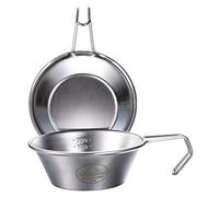 CAMPINGMOON Sierra Cup Set 2PC Stainless Steel Camping Cup Outdoor Cooking Measuring 310ml Fire Ready Stackable Cookware Backpacking Hiking S-220-2P