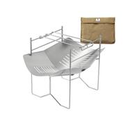CAMPINGMOON SOLO-A4 Stainless Steel Camping Fire Pit Grill | Flat Pack Storage, 2-Tier Heat Control, Canvas Carry Bag