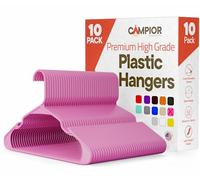 Campior Pink Plastic Hangers 10 Pack Heavy-Duty, Space-Saving, Non-Slip, Durable & Lightweight PP Hangers for Clothes