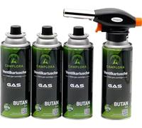 CAMPLORA Gas burner with 4 MSF-1a gas cartridges, 227 g, flame burner
