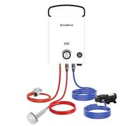 CAMPLUX 5 litres Gas Water Heater with Water Pump F5 Pro, Portable LPG Shower with Handle, Butane/Propane, 28-37mbar, for Outdoor/Campsite/RVs/Remote House, First Series