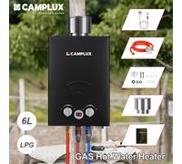 CAMPLUX 6L Instant Gas Hot Water Heater Tankless Boiler LPG Propane w/ Rain Cap