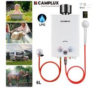 CAMPLUX 6L Portable Propane Hot Water Heater w/ Shower Head Outdoor Camping LPG
