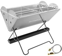 CAMPLUX Portable Grill, 2-in-1 Gas & Charcoal Camping Stove with 340x250 mm Grid and Storage Bag for Backyard, Picnic, Outdoor BBQ, FoldGo FG14GS