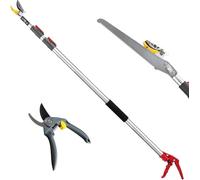 campMax 1.4-3m Extendable Tree Pruner with Pole Saw Pruning Shear, Telescopic Long Reach Pruner Tree Trimmer with Bypass Clippers, Lightweight Adjustable Fruit Picker for Tree Branch Cutter