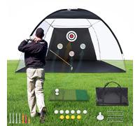 campMax 10x7ft Golf Practice Net with Three Holes,Turf,10 Balls