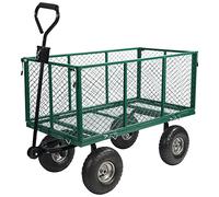 campMax Oversized Garden Carts Wagon, 650 Lbs Capacity Heavy Duty Pullable Gardening Cart Flatbed with Wheels and Removable Sides with Cart Liner, Green
