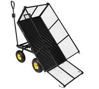 campMax Oversized Garden Carts Wagon, 800 Lbs Capacity Heavy Duty Pullable Gardening Cart Flatbed with Wheels and Removable Sides with Cart Liner, Black