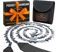 CAMPNDOOR Pocket Chainsaw 36 Inch Black - 65Mn Heavy Duty Steel Pocket Saw - 48 Teeth Hand Chainsaw - Survival Saw - Cable Saw - Camping Saw - Survival Gear - Backpacking Gear