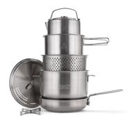 Campo Libre® Enzo Camping Cookware Set - Durable Stainless Steel Pots & Pan with ProCore Technology, Induction Compatible Outdoor Cooking Set, Compact Stackable Design, 6 or 8-Piece