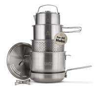 Campo Libre® Enzo Camping Cookware Set - Durable Stainless Steel Pots & Pan with ProCore Technology, Induction Compatible Outdoor Cooking Set, Compact Stackable Design, 6 or 8-Piece