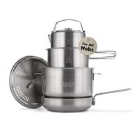 Campo Libre.® Enzo Camping Cookware Set - Durable Stainless Steel Pots & Pan with ProCore Technology, Induction Compatible Outdoor Cooking Set, Compact Stackable Design, 6 or 8-Piece