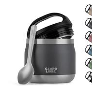 Campo Libre.® Food Flask 400ml - Thermo Lunch Box with Spoon, BPA-Free Hot & Cold Food Container for Soup, Porridge, Food Jar for Camping or School - Leakproof & Ideal for On-the-GO, Grey