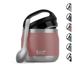 Campo Libre.® Food Flask 400ml - Thermo Lunch Box with Spoon, BPA-Free Hot & Cold Food Container for Soup, Porridge, Food Jar for Camping or School - Leakproof & Ideal for On-the-GO, Pink