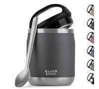 Campo Libre.® Food Flask 600ml - Insulated Lunch Box with Spoon, BPA-Free Hot & Cold Food Container for Soup, Porridge, Baby Food, Camping or School - Leakproof & Ideal for On-the-GO, Grey