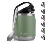 Campo Libre.® Food Flask 600ml - Insulated Lunch Box with Spoon, BPA-Free Hot & Cold Food Container for Soup, Porridge, Baby Food, Camping or School - Leakproof & Ideal for On-the-GO, Moss