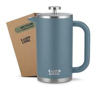 Campo Libre.® Giorgio. French Press, Coffee Press - 1000ml Stainless Steel Cafetiere, Double-Wall Insulated, Plastic-Free, Thermal Coffee Maker with Spare Filter - Dishwasher safe - Recycled Steel.