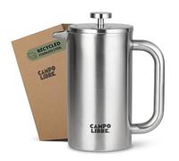Campo Libre.® Giorgio. French Press, Coffee Press - 1000ml Stainless Steel Cafetiere, Double-Wall Insulated, Plastic-Free, Thermal Coffee Maker with Spare Filter - Dishwasher safe - Recycled Steel.