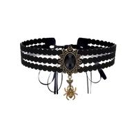 Campsis Halloween Gothic Black Lace Choker Necklace Vintage Black Punk Vampire Neck Accessories Party Costume for Women