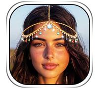 Campsis Rhinestone Head Chain Gold Crystal Headpiece Tassel Head Jewelry for Women