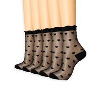 Campsis Sheer Socks Black Sheer Ankle Socks Patterned See Through Sock for Women(5 Pairs)