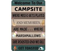 Campsite Vintage Metal Tin Signs Wall Decor Retro Art Tin Sign Funny Decorations Home Bar Kitchen Garage Bathroom Farm Garden Room Plaque Posters 8x12 Inch Decor Home Kitchen Office Cafes Wall Decor