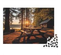 Campsite with Picnic Table 1000-Piece Puzzle for Adults, 38x26cm/1000pcs, Smooth White Pieces for Easy Handling; for Relaxed Evenings at The Table