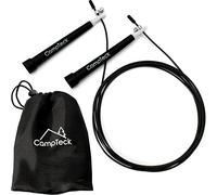 CampTeck U6576 3m (10ft) Speed Skipping Rope Adjustable Steel Cable Jump Rope with Ball Bearing Mechanism for Fitness Workouts Fat Burning Exercise Boxing MMA Training - Black