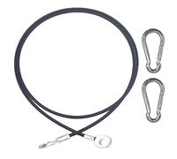 CampTeck U7280 Stainless Steel Gym Cable, Replacement Multi Gym Cable, Gym Pulley Cable, Gym Machine Fitness Cable with 2 x Carabiners - Black - 1.5m (4.9 ft)