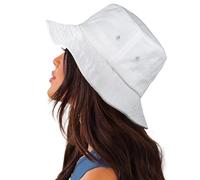 Camptrace Bucket Hats for Women Men Washed Cotton Bucket Hat Packable Sun Hats Summer Beach Hat with Detachable String Canvas, 01-hot Color Recommend White, M/L
