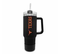 Campus Colors College & University 40 oz Travel Tumbler With Handle - Dual Option Lid With Straw - Vacuum Insulated Stainless Steel (Texas Longhorns - Black)
