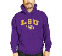 Campus Colors Long Sleeves NCAA Adult Arch & Logo Gameday Unisex Hooded Sweatshirt, Purple, Medium