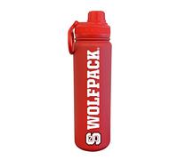 Campus Colors NCAA Stainless Steel Water Bottle - Twist on cap - 24 oz - Carry Clip - Keeps Your Drinks Hot or Cold for Hours (NC State Wolfpack - Red)