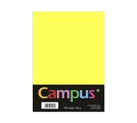 Campus - Colour Paper A4 100 Pack 80gsm 210x297mm Coloured A4 Papers Soft Touch Perfect for Binding, Office, Drawing and Crafts, Neon Yellow