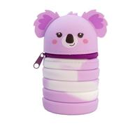 Campus Koala Expandable School Pencil Case, Vertical Pop Up Silicone Case with Zipper, Multicoloured