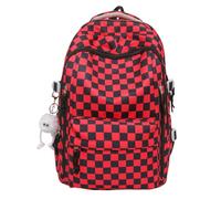 Campus schoolbag Women&Leisure Travel Outing Shoulder Bag Female Schoolbags Travel Backpack with Kawaii Pendant Bookbag Checkerboard Backpack for Teens Elementary Middle High School Students